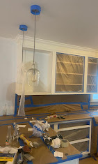 Kitchen Cabinetry painter tape and plastic prep